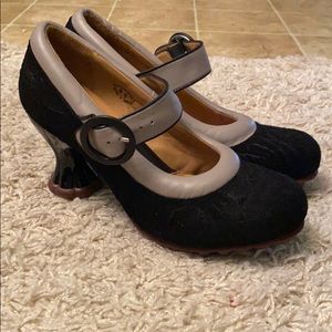John Fluevog Ceres Textured Suede / Leather Heel